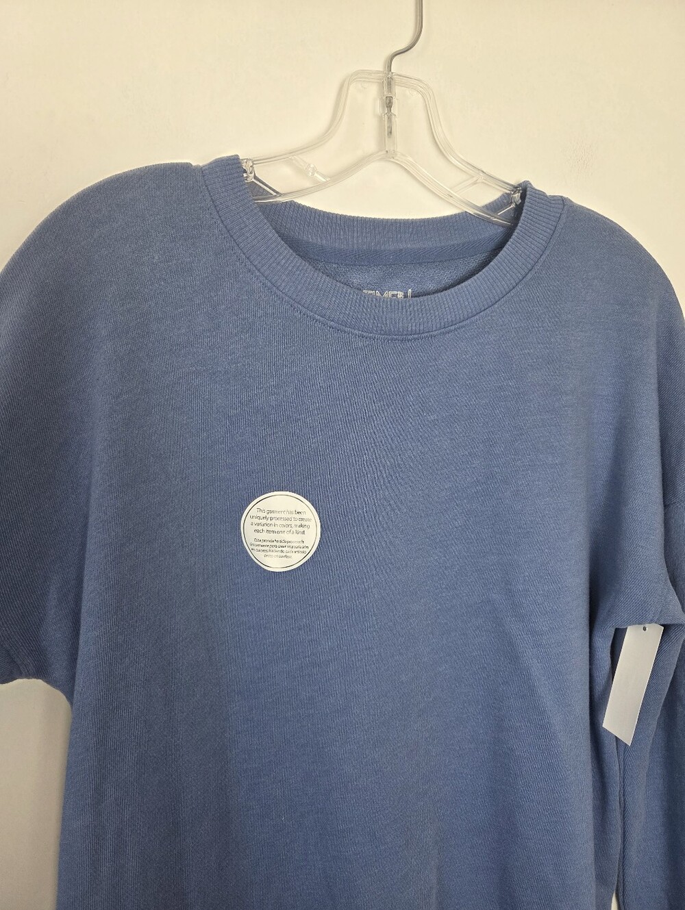 NEW Time & Tru Sweatshirt Oversized Cottage Blue XS Comfy Crewneck Casual Women - Picture 3 of 6